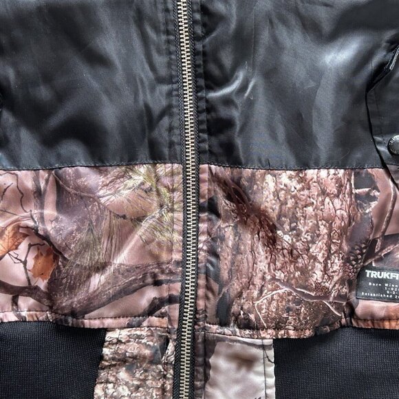 Trukfit Jacket Mens S Black Satin Bomber Full Zip Camouflage Outdoor Streetwear - Picture 8 of 15